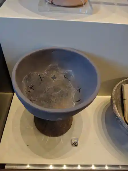 Ancient Greek ceramic stemmed bowl from Early Helladic settlement at Zygouries